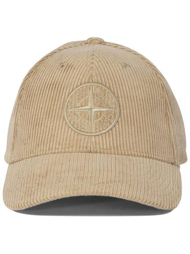 99662 Panel Organic Cotton Corduroy Ball Cap Beige - STONE ISLAND - BALAAN 1