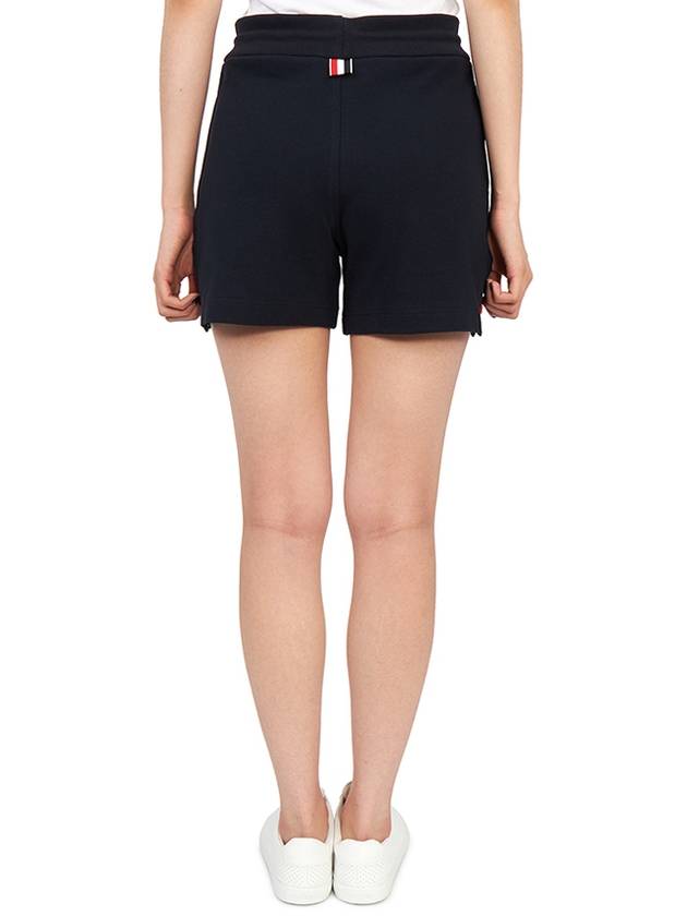 Women's Pique Stripe Rib Gusset Shorts Navy - THOM BROWNE - BALAAN 5