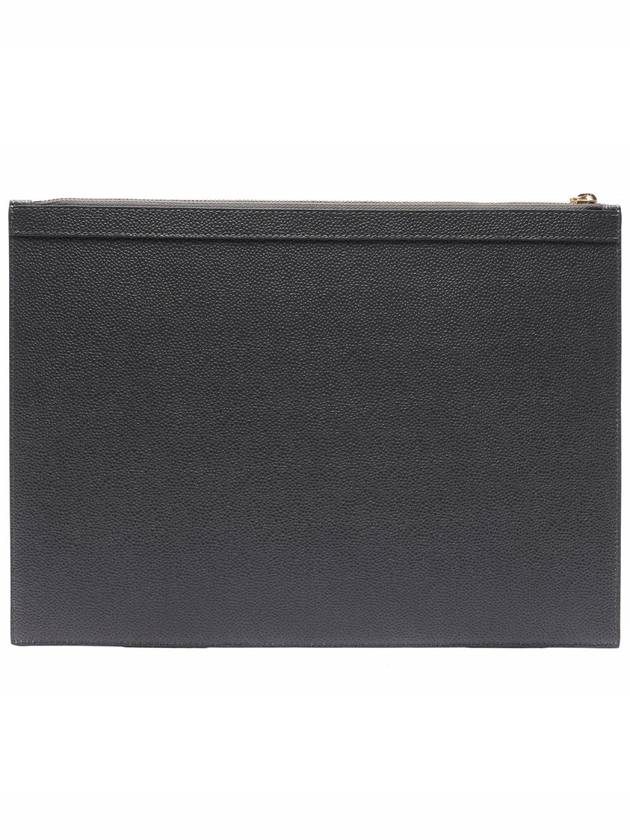 Diagonal Medium Document Case Clutch Bag Dark Grey - THOM BROWNE - BALAAN 5