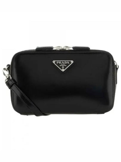 Brique Brushed Leather Messenger Bag Black - PRADA - BALAAN 2