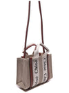 Woody Linen Canvas Calfskin Tote Bag White Brown - CHLOE - BALAAN 4