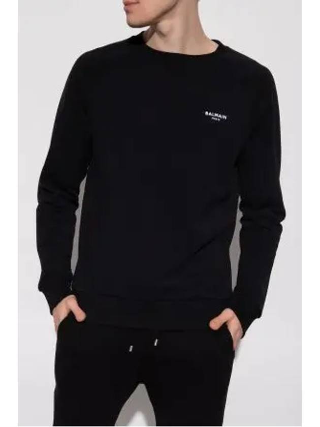 Men's Mini Logo Crew Neck Sweatshirt Black WH0JQ005 B150 EAB - BALMAIN - BALAAN 2