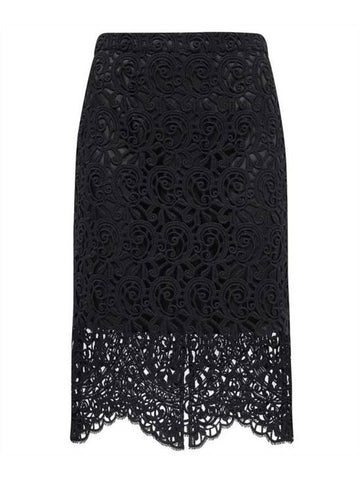 Macrame Lace Pencil Skirt Black - BURBERRY - BALAAN 1