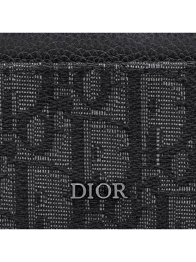 Oblique Jacquard Grain Leather Card Wallet Black - DIOR - BALAAN 4