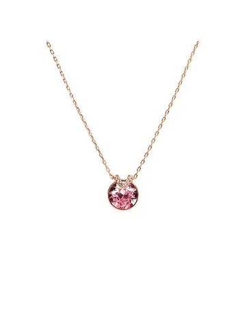 Bella V Round Pendant Necklace Pink Rose Gold - SWAROVSKI - BALAAN 1