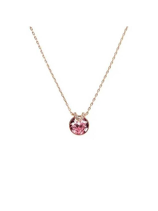 Bella V Round Pendant Necklace Pink Rose Gold - SWAROVSKI - BALAAN 1