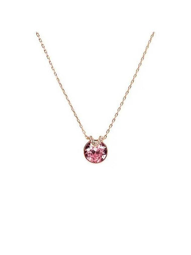 Bella V Round Pendant Necklace Pink Rose Gold - SWAROVSKI - BALAAN 1