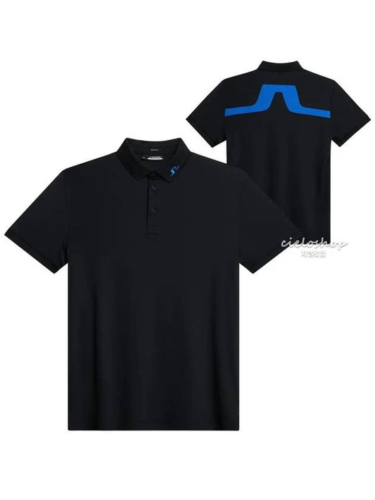 KV Regular Fit Men's Golf Polo Short Sleeve TShirt Black GMJT09158 - J.LINDEBERG - BALAAN 1