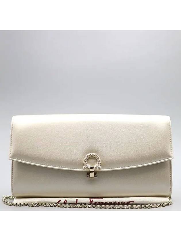 Ferragamo 21 2966 Ivory Fabric Gancini Mini Shoulder Bag - SALVATORE FERRAGAMO - BALAAN 1