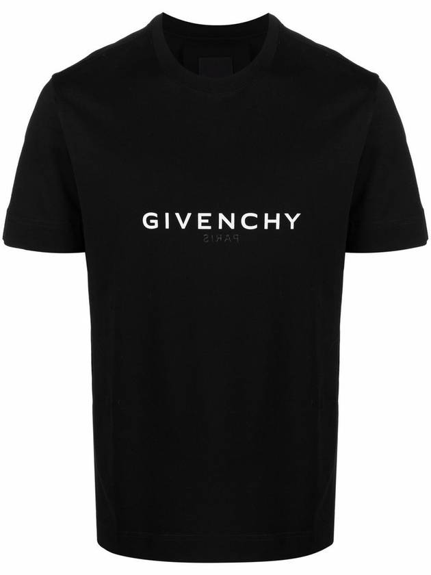 Men's Reverse Logo Round Slim Short Sleeve T-Shirt Black - GIVENCHY - BALAAN 2