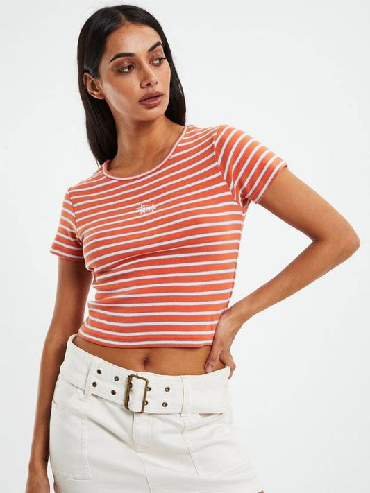 AU Australia VENICE STRIPE BABY slim crop tshirt ST123102 Mandarin WOMENS - STUSSY - BALAAN 1