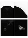 triangle logo stretch cotton long sleeve shirt black - PRADA - BALAAN 5