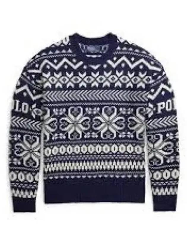 30 points snowflake wool blend sweater navy - POLO RALPH LAUREN - BALAAN 1