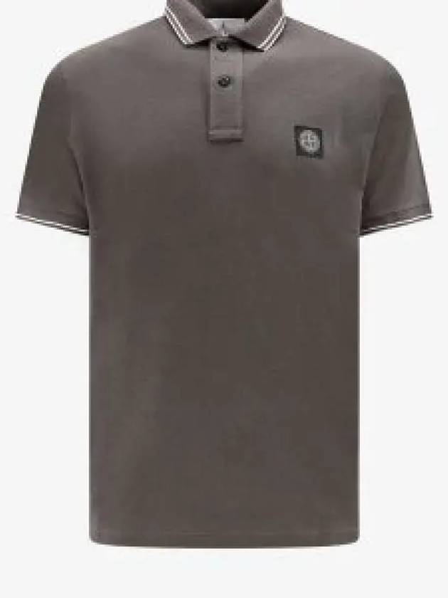 Stretch Cotton Pique Short Sleeve Polo Shirt Grey - STONE ISLAND - BALAAN 2