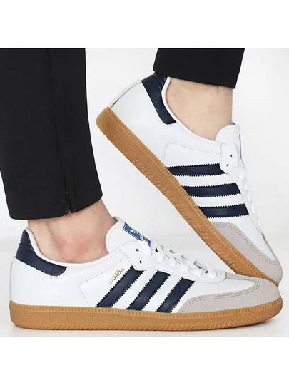 Samba OG Leather Low Top Sneakers Night Indigo White - ADIDAS - BALAAN 2