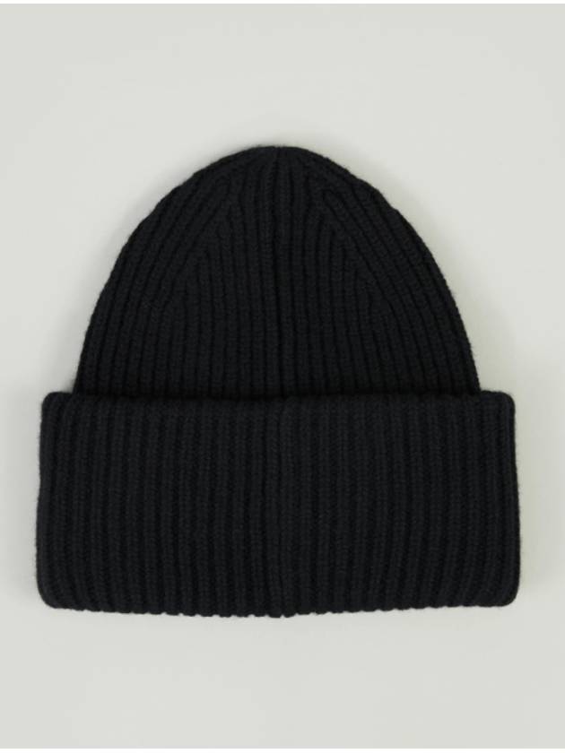 Face Patch Ribbed Wool Beanie Black - ACNE STUDIOS - BALAAN 6