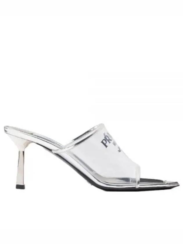 Logo Print Plexiglas Sandals Heel Silver - PRADA - BALAAN 2