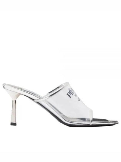 Logo Print Plexiglass Sandals Heel Silver - PRADA - BALAAN 2