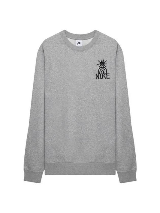 NSW Fleece Crew Sweatshirt Grey - NIKE - BALAAN 1