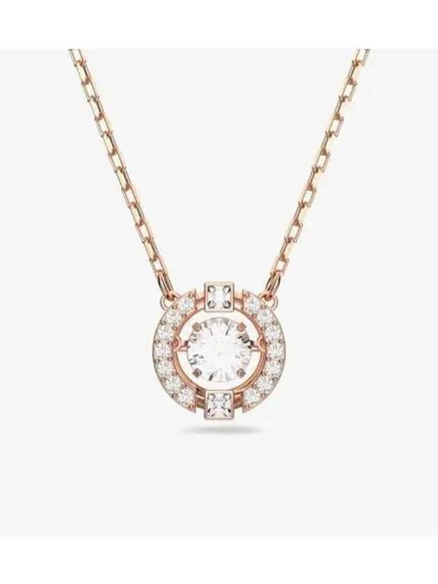 Una Crystal Round Cut Necklace White Rose Gold - SWAROVSKI - BALAAN 2