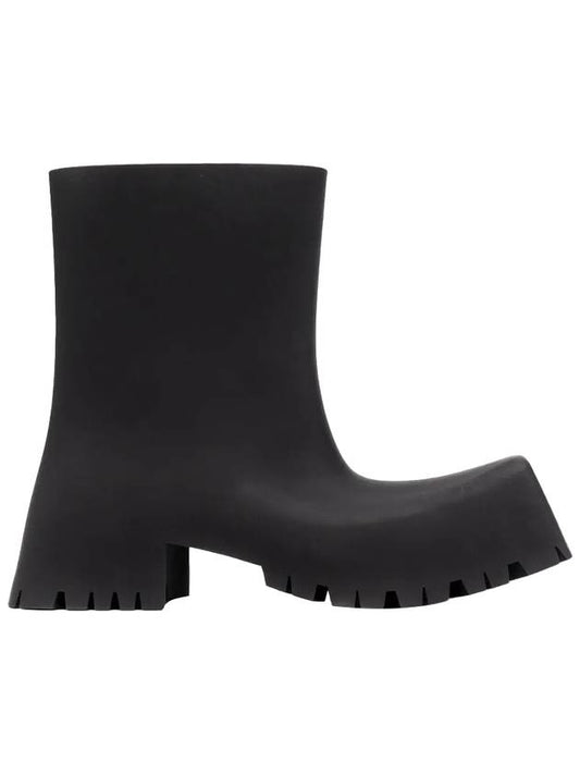 Women's Square Toe Rubber Trooper Middle Boots Black - BALENCIAGA - BALAAN 1