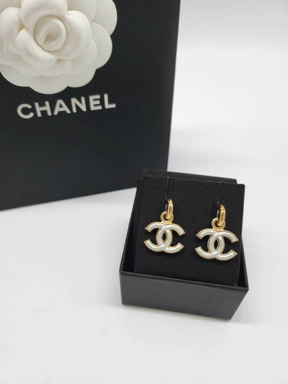 CC Logo Drop Earrings Gold White - CHANEL - BALAAN 2