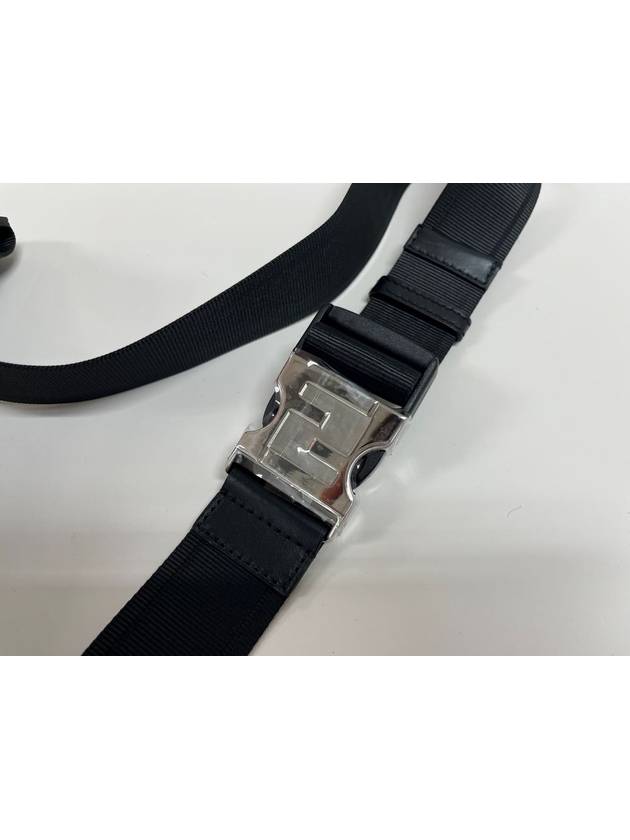 FF jacquard logo print fabric leather belt bag black gray - FENDI - BALAAN 4