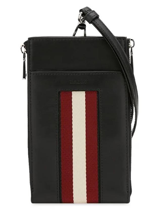 Neck Strap Phone Holder Card Wallet Black - BALLY - BALAAN 4