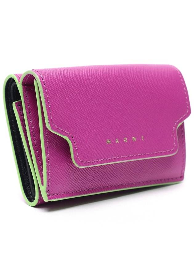 Saffiano Logo Trunk Bicycle Wallet Purple - MARNI - BALAAN.