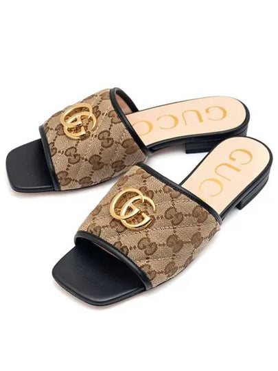 Women's GG Matelasse Canvas Slide Sandals Mule Black - GUCCI - BALAAN 2