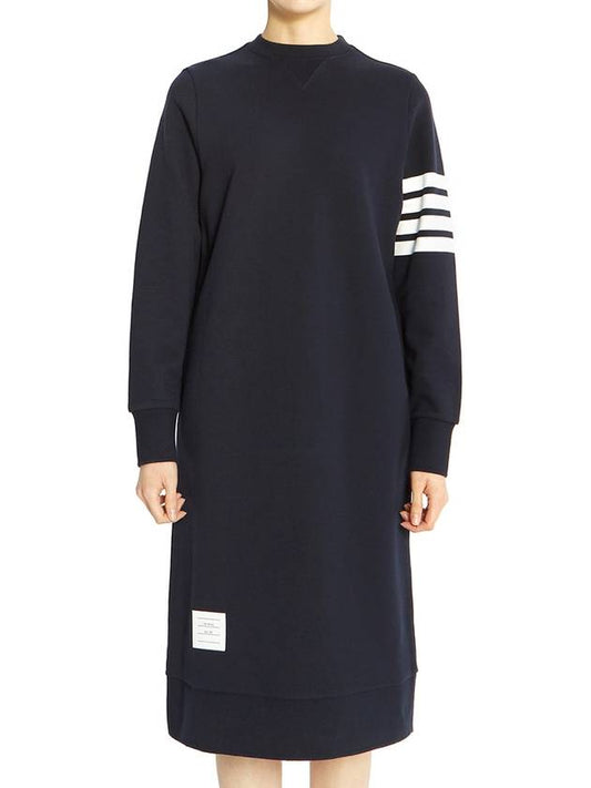 Classic Loopback 4-Bar Sweater Midi Dress Light Navy - THOM BROWNE - BALAAN 2