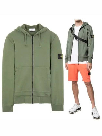 Wappen Patch Cotton Zip Up Hoodie Sage Green - STONE ISLAND - BALAAN 2