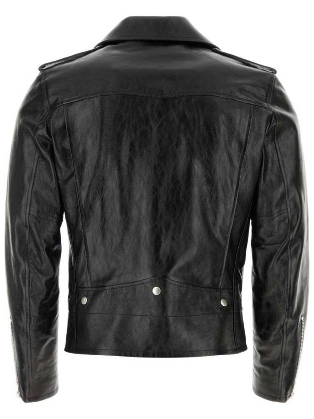 Classic Motorcycle Leather Jacket Black - SAINT LAURENT - BALAAN 3