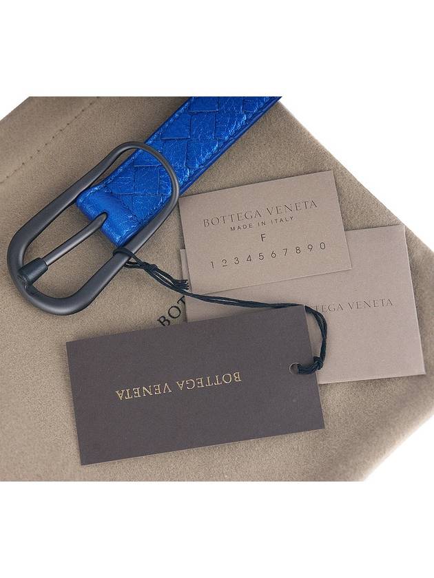 Intrecciato Leather Belt Metal Blue - BOTTEGA VENETA - BALAAN 8