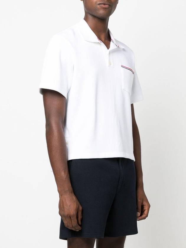 RWB Pocket Interlock Cotton Short Sleeve Polo Shirt White - THOM BROWNE - BALAAN 3