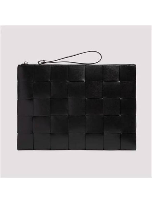 Intrecciato Weaving Strap Clutch Bag Black - BOTTEGA VENETA - BALAAN 2