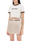 Logo Short Sleeve T-Shirt White - MIU MIU - BALAAN 5