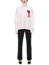 Intarsia Heart Logo Turtleneck White - AMI - BALAAN 4