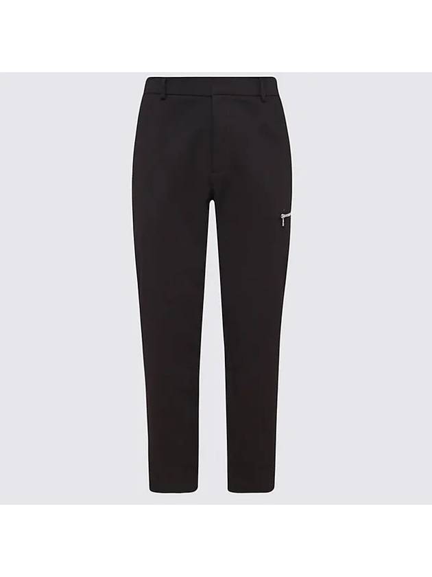 Men's Zipper Pocket Cotton Straight Pants Black - MONCLER - BALAAN 1