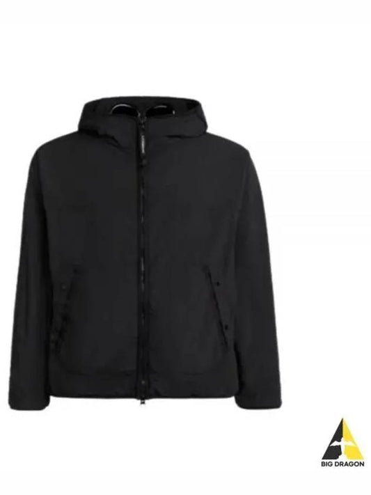 Goggles Logo Hooded Jacket Black - CP COMPANY - BALAAN 2