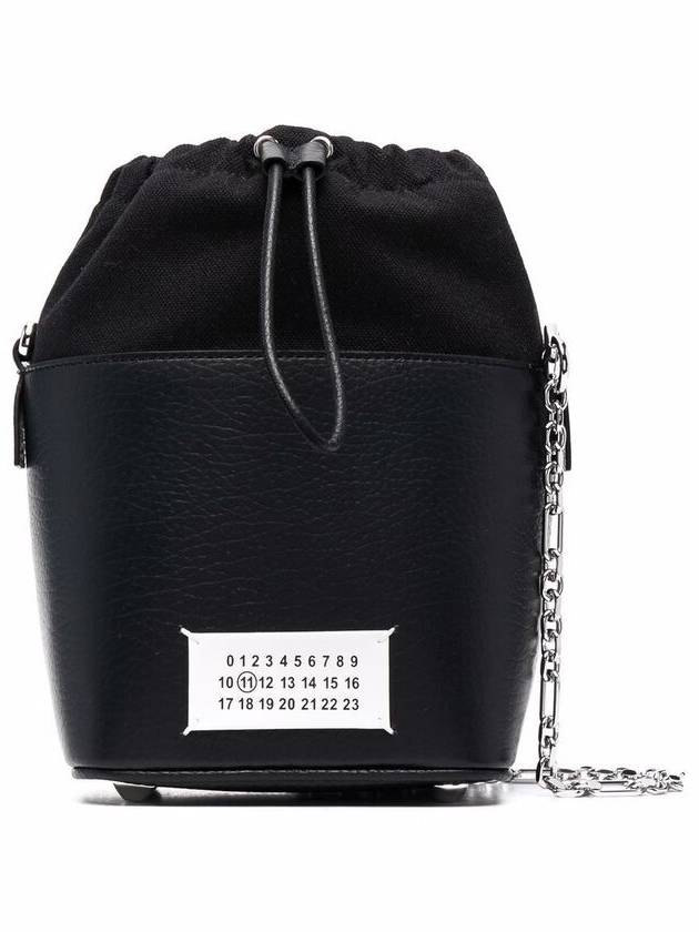 5AC Number Logo Texture Leather Bucket Bag Black - MAISON MARGIELA - BALAAN 3