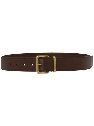 Metal Buckle Logo Leather Belt Sienna - MIU MIU - BALAAN 1