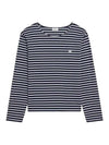 Triomphe Striped Cotton Jersey Long Sleeve T-Shirt White Navy - CELINE - BALAAN 1