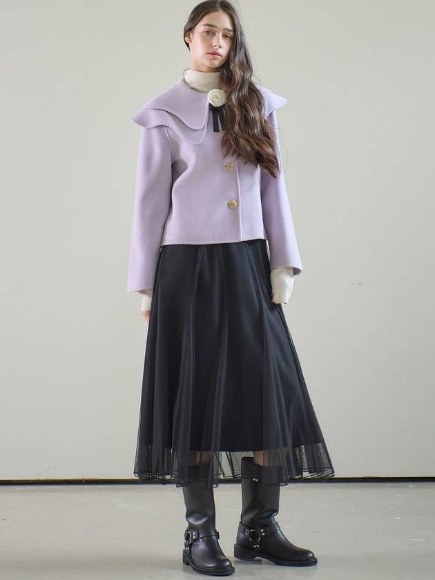 Cape Collar Handmade Single Coat Lavender - MITTE - BALAAN 5