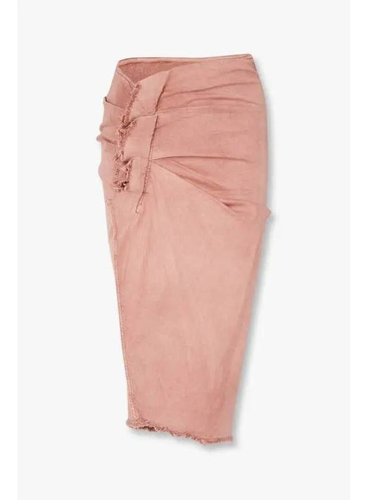 WOMEN DRKSHDW Easy Denim Ruffle Skirt Indian Pink - RICK OWENS - BALAAN 1