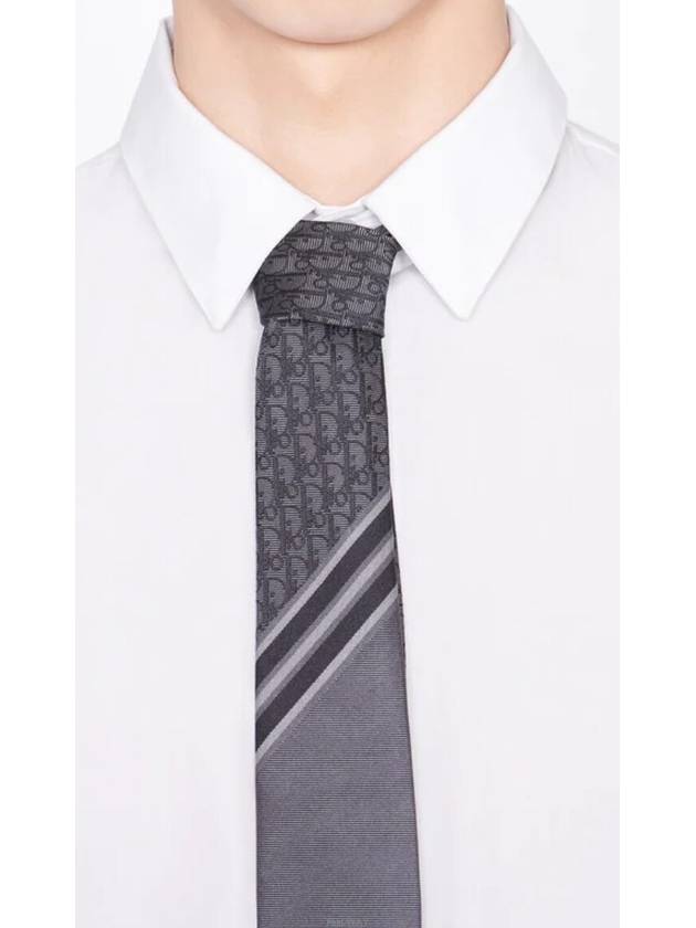 Oblique Striped Silk Tie Grey - DIOR - BALAAN 2