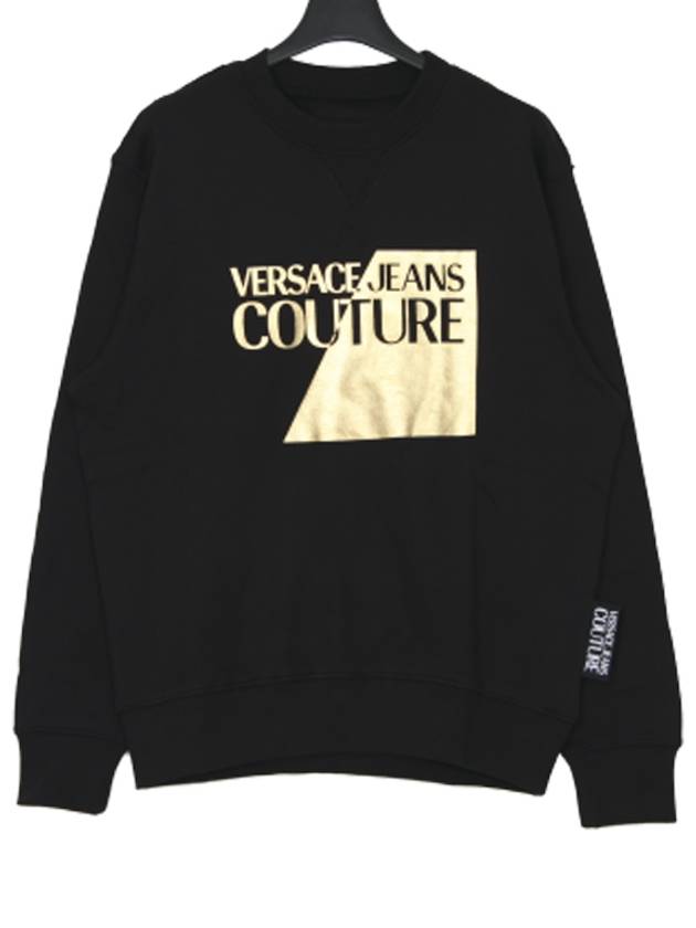 Men's Logo Gold Print Crew Neck Sweatshirt Black - VERSACE - BALAAN 8