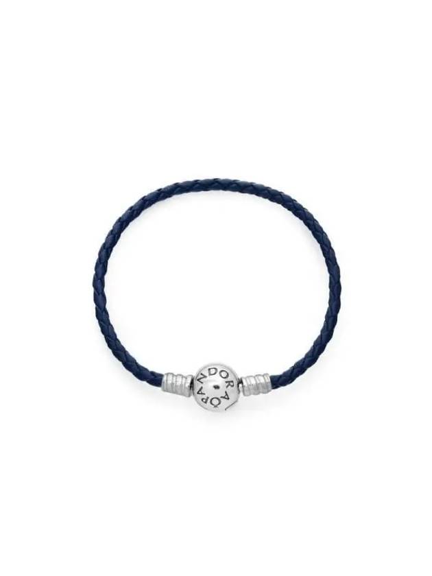 Moments Round Clap Leather Bracelet Blue - PANDORA - BALAAN 3