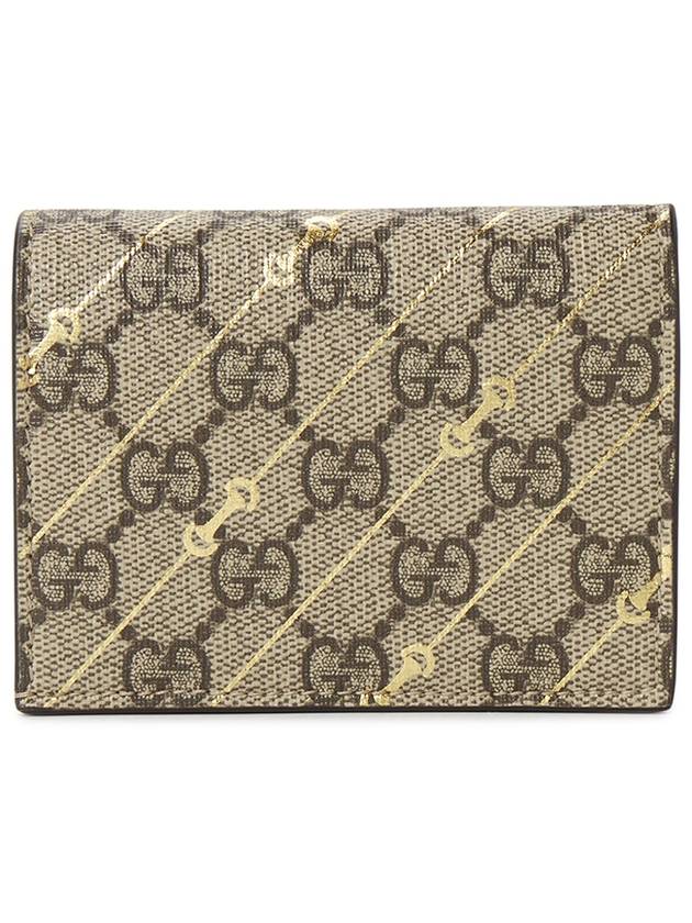 Horsebit Print Card Wallet Beige Ebony - GUCCI - BALAAN 3