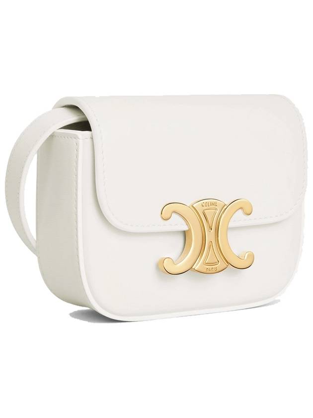 Triomphe Small Shiny Calfskin Cross Bag White - CELINE - BALAAN 4